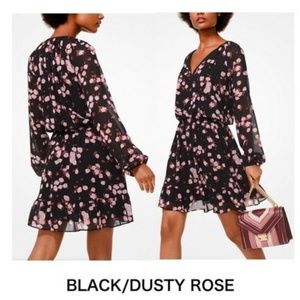 NWT Michael Kors Rose Georgette Tie Neck Dress XS